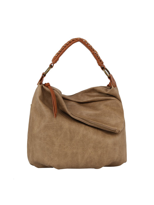 Outer flapped soft leather hobo shoulder bag